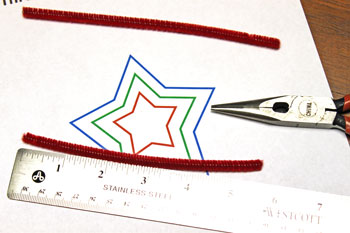 Easy Christmas Crafts Three Stars Chenille Ornament step 7 cut red wire