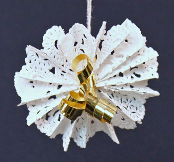 Easy Christmas Crafts Paper Doily Flower Ornament step 17 hang finished ornament