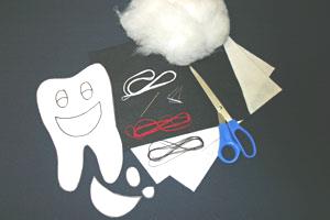 Easy felt crafts tooth pillow materials and tools