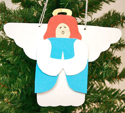 Easy Angel Crafts - Paper Angel finished and hanging on tree