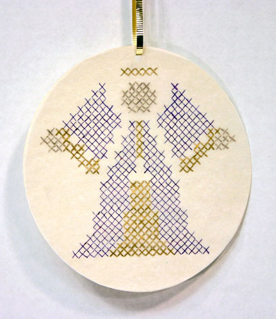 Easy Angel Crafts - Pen-Pencil Cross Stitch Angel finished
