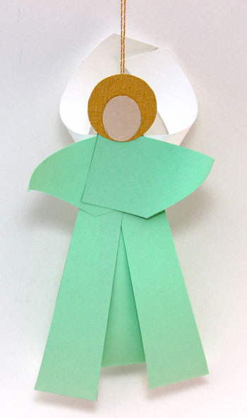 Curled Paper Angel pastel green on display