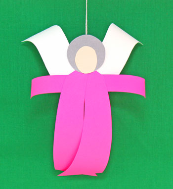 Curved Paper Angel pink on display