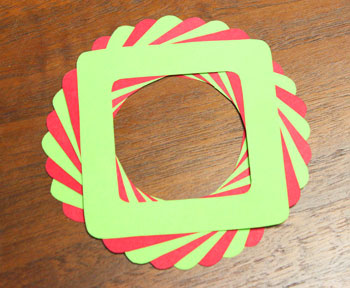 Eight Squares Wreath Ornament step 8 shapes glued together