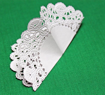Folded Paper Doily Ornament step 2 make second fold in half