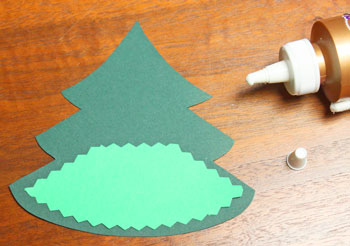 Layered Christmas Tree step 2 glue first base