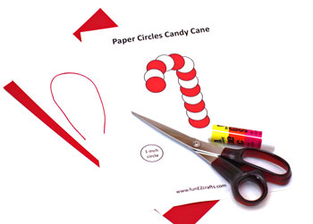 paper circles candy cane ornament materials and tools