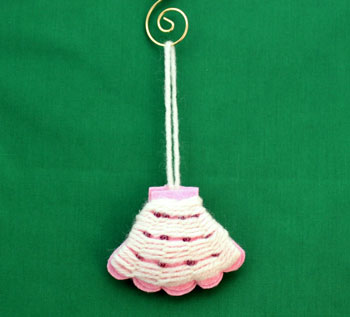 Yarn and Felt Scallop Ornament step 23 hang to display