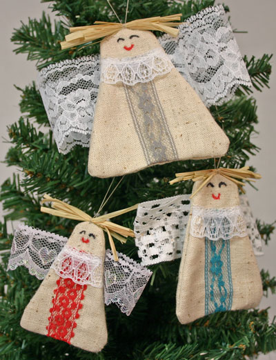 Easy Angel Crafts Angel Trio finished on tree