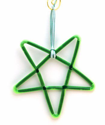 Chenille Wire and Straw Star green finished on display