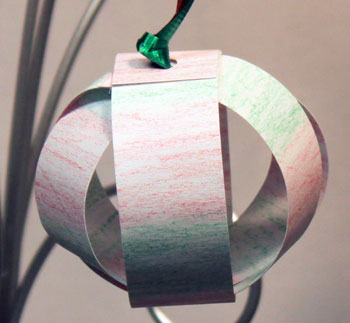 Christmas ornaments paper sphere crayon on white finished
