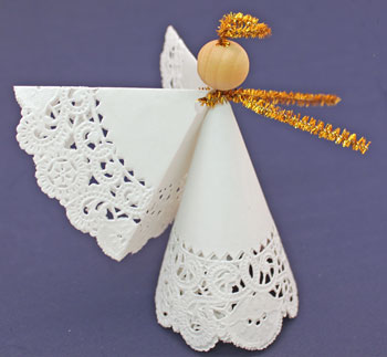 Easy Angel Crafts Doily Paper Angel step 13 twist wire together under bead