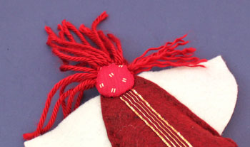 Easy Angel Crafts Felt Triangle Angel step 16 separate yarn strands