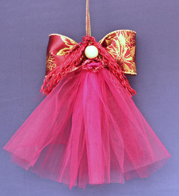 Easy Angel Crafts Tulle Angel red version hanging as decoration