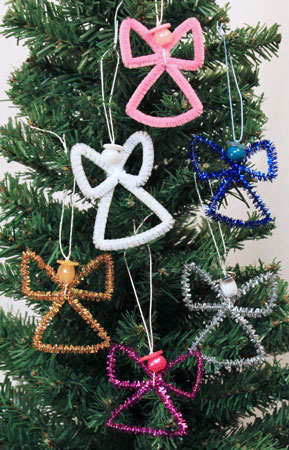 Easy Angel Crafts Wire Cross Angel five angels hanging on a tree