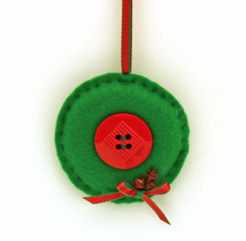 Easy Christmas Crafts Button Wreath Ornament hanging as a deoration