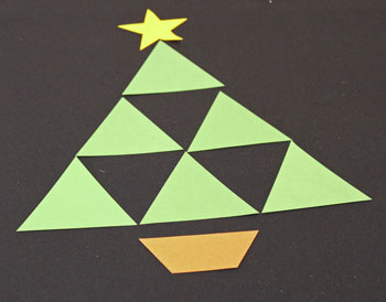 Easy Christmas Crafts Construction Paper Triangles Christmas Tree step 3 position shapes