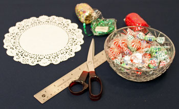 Easy Christmas Crafts Paper Doily Cone Ornament materials and tools