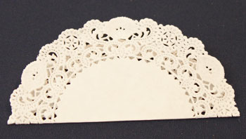 Easy Christmas Crafts Paper Doily Greeting Card Ornament step 1 fold the doily in half