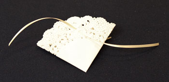 Easy Christmas Crafts Paper Doily Greeting Card Ornament step 9 thread second ribbon through back of doily