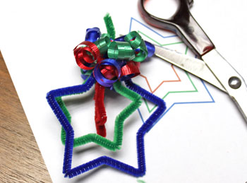 Easy Christmas Crafts Three Stars Chenille Ornament step 14 curl ribbons