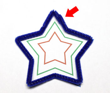 Easy Christmas Crafts Three Stars Chenille Ornament step 3 crimp wires to close blue star shape