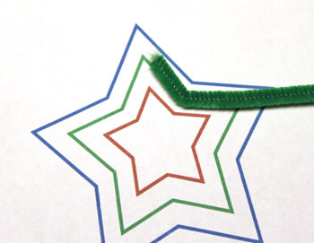 Easy Christmas Crafts Three Stars Chenille Ornament step 5 make first bend in green chenille wire