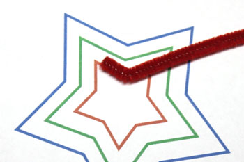 Easy Christmas Crafts Three Stars Chenille Ornament step 8 make first bend in red chenille wire