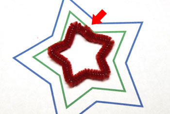 Easy Christmas Crafts Three Stars Chenille Ornament step 9 crimp wire to close red star