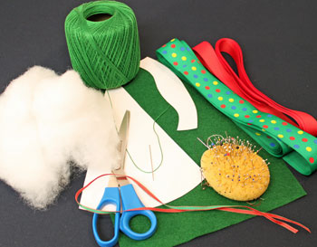 Easy Christmas Crafts Woven Ribbon Christmas Tree Door Hanger materials and tools