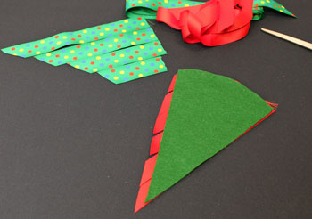 Easy Christmas Crafts Woven Ribbon Christmas Tree Door Hanger step 5 cut pieces of second ribbon