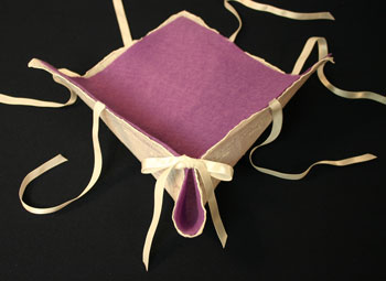Easy Felt Crafts Handkerchief Valet begin tying ribbons at the corners