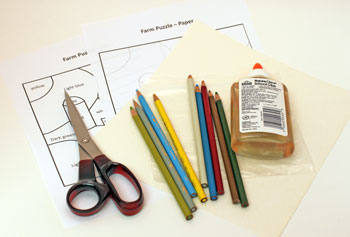 Easy Paper Crafts Farm Puzzle materials and tools