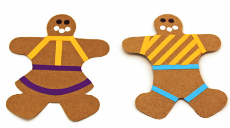 Easy Paper Crafts Gingerbread Man and Gingerbread Woman step 4 add stripes for decoration