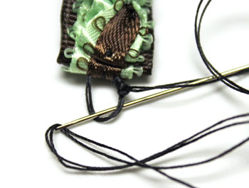 Easy Ribbon Beaded Bracelet step 17 add buttonhole stitch