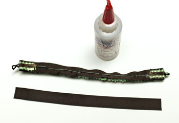 Easy Ribbon Beaded Bracelet step 19 glue back ribbon
