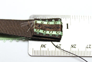 Easy Ribbon Beaded Bracelet step 2 fold under end edge