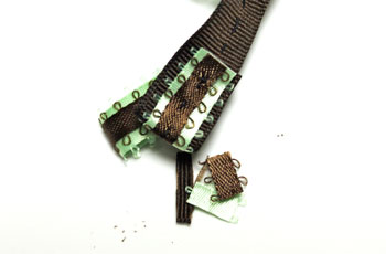 Easy Ribbon Beaded Bracelet step 8 fold under edge and trim ribbon ends
