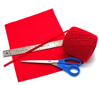 Easy felt crafts fringed felt heart materials and tools