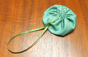 Fabric Flower Ornament step 10 add ribbon loop