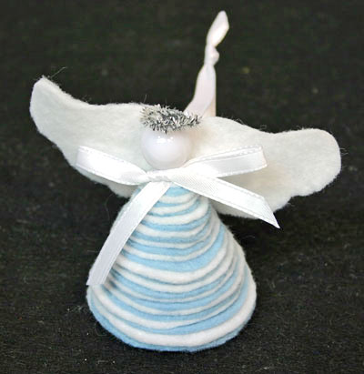 Easy Angel Crafts - Felt Circles Angel - tie ribbon just under bead to attach wings
