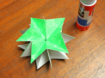 Folded Paper Squares Star step 13 glue last two sides