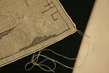 Frugal fun crafts handkerchief wall hanging begin sewing at corner