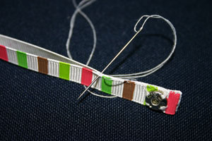 Frugal fun crafts mobius bracelet begin sewing ribbon sides together
