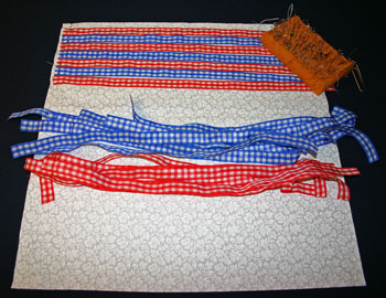 Frugal fun crafts woven ribbon pillow pin ribbon to one side