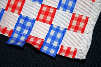 Frugal fun crafts woven ribbon pillow sew ribbon ends to fabric