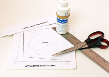 Fun Easy Punched Quilt Fan step 1 cut foam core and glue pattern