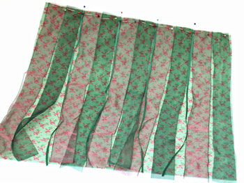 Fun Easy Woven Ribbon Pillow Plaid step 3 pin ribbons to first side