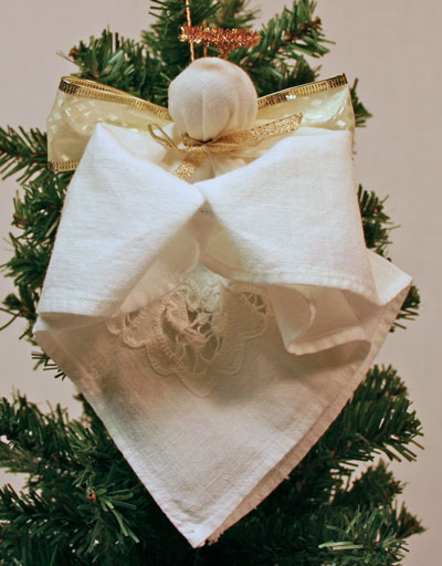 Easy Angel Crafts Handkerchief Angel hanging on tree