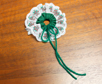 Lace and Seam Binding Flower Ornament step 7 tie bow
